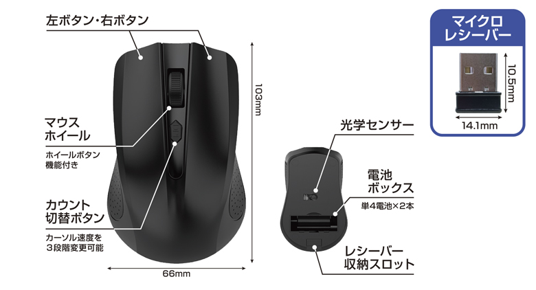 その他 【単品販売不可】ワイヤレスマウス SE-MA2401BK